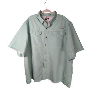 Habit Fishing Shirt Mens 2XL Green Gingham Short Sleeve UPF 40+ Ventilated Back